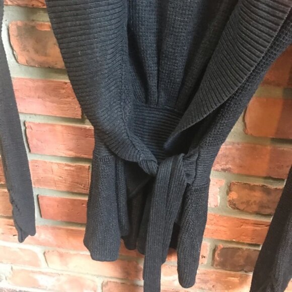 Lululemon Cashmere Bamboo Blend Belted Open Cardigan Waffle Knit Sweater Wrap 4 - Picture 6 of 13